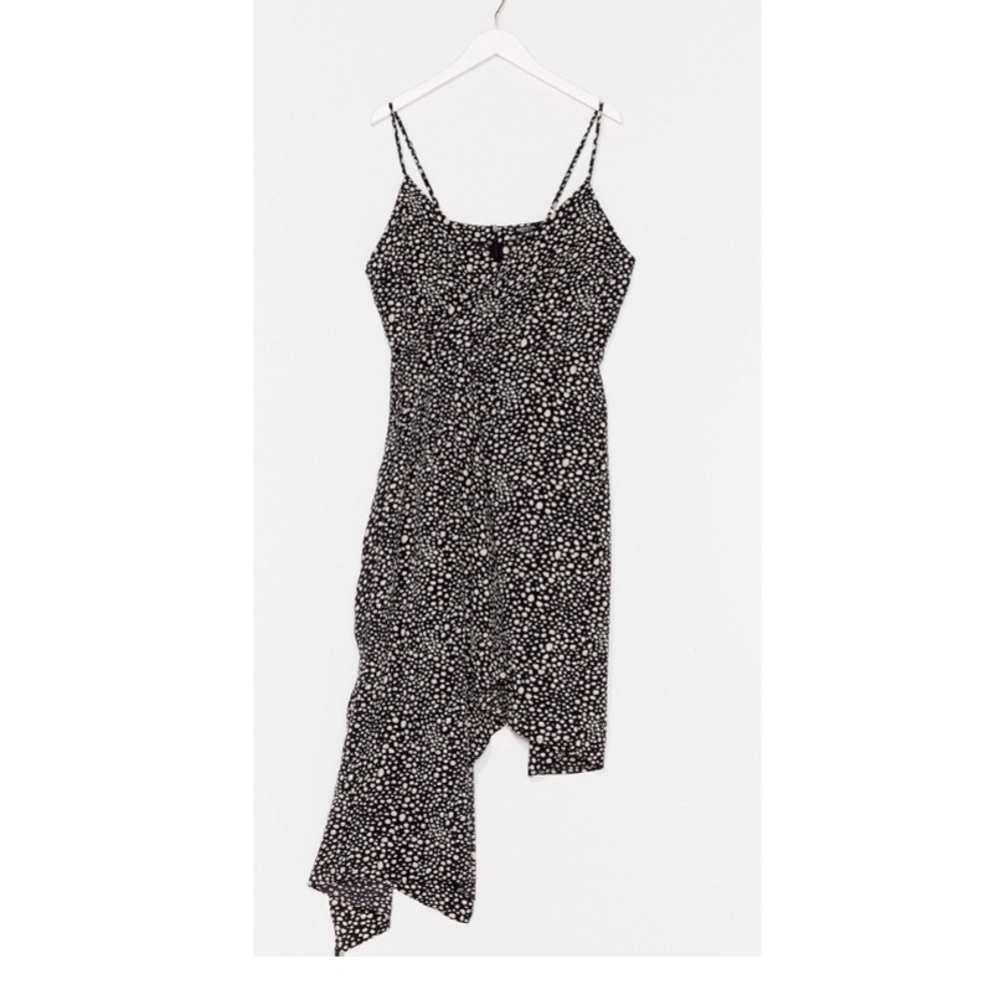 NASTY GAL PLUS SPOT STRAPPY FRILL ASYMMETRIC DRESS